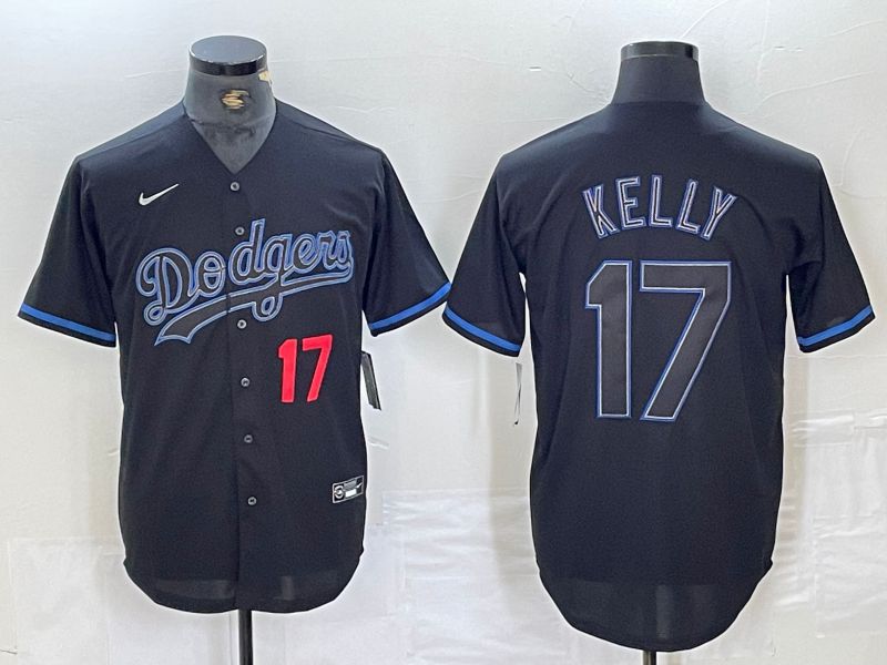Men Los Angeles Dodgers 17 Kelly Black Fashion Edition 2024 Nike Game MLB Jersey style 3